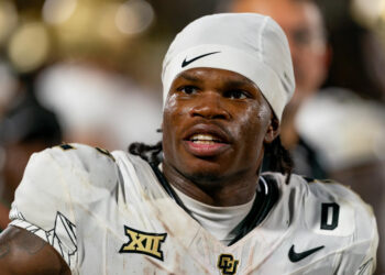 ORLANDO, FL - SEPTEMBER 28: Colorado Buffaloes wide receiver Travis Hunter (12) looks into the crowd during a college football game between the Colorado Buffaloes and the UCF Knights on September 28th, 2024 at FBC Mortgage Stadium in Orlando, FL. (Photo by Chris Leduc/Icon Sportswire via Getty Images)