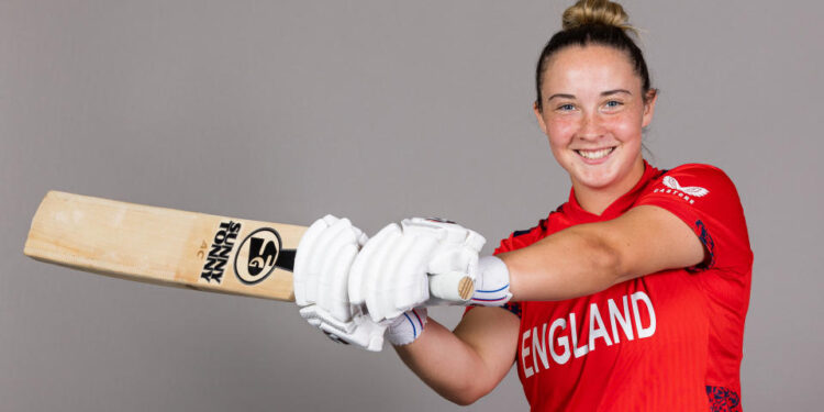 DUBAI, UNITED ARAB EMIRATES - SEPTEMBER 28: Alice Capsey of England poses for a portrait prior to the ICC Women's T20 World Cup 2024 on September 28, 2024 in Dubai, United Arab Emirates. (Photo by Alex Davidson-ICC/ICC via Getty Images)