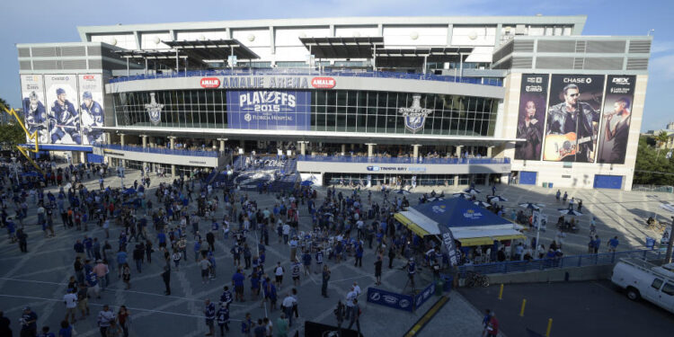 Saturday's home opener for the Lightning will be made up at a later date due to Hurricane Milton. (AP Photo/Phelan M. Ebenhack)