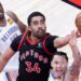 Jontay Porter C of Toronto Raptors fights for a rebound with Lindy Waters III R of Oklahoma City Thunder during the 2023-2024 NBA regular season game between Toronto Raptors and Oklahoma City Thunder in Toronto, Canada, March 22, 2024. (Photo by Zou Zheng/Xinhua via Getty Images)