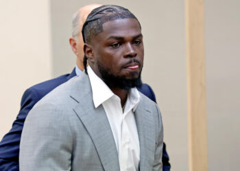 Quincy, MA - October 7:  New England Patriots safety Jabrill Peppers leaves his arraignment at Quincy District Court after being arrested Saturday morning in Braintree, charged with assault and battery, assault and battery with a dangerous weapon, strangulation, and possession of a class B substance.  (Photo by Matt Stone/MediaNews Group/Boston Herald via Getty Images)