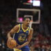 Golden State Warriors guard De'Anthony Melton (8) plays during an NBA basketball game against the Portland Trail Blazers Wednesday, Oct. 23, 2024, in Portland, Ore. The Golden State Warriors won 139-104. (AP Photo/Amanda Loman)