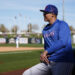 SURPRISE, AZ - FEBRUARY 24: Will Venable #83 of the Texas Rangers looks on during a game against the Kansas City Royals as part of the Spring Training at Surprise Stadium on February 24, 2023 in Surprise, Arizona. (Photo by Ben Ludeman/Texas Rangers/Getty Images)