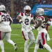 Oct 20, 2024; London, United Kingdom; New England Patriots wide receiver K.J. Osborn (2) reacts in the first half during an NFL International Series game at Wembley Stadium. Mandatory Credit: Peter van den Berg-Imagn Images