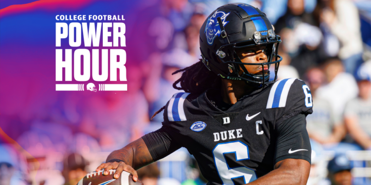 Duke's Maalik Murphy (6) passes during an NCAA football game on Saturday, Sept. 28, 2024, in Durham, N.C. (AP Photo/Ben McKeown)