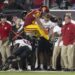 USC receiver Kyle Ford leaps over Rutgers defensive back Flip Dixon during the Trojans' win Friday night at the Coliseum