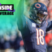 CHICAGO, IL - OCTOBER 06: Chicago Bears quarterback Caleb Williams (18) celebrates after a touchdown is scored in action during a game between the Chicago Bears and the Carolina Panthers on October 06, 2024 at Soldier Field, in Chicago, IL. (Photo by Robin Alam/Icon Sportswire via Getty Images)