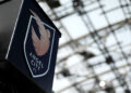 LOS ANGELES, CALIFORNIA - MAY 08: A general view of the Angel City FC logo prior to the match between Angel City FC and the the Orlando Pride at Banc of California Stadium on May 08, 2022 in Los Angeles, California. (Photo by Katelyn Mulcahy/Getty Images)