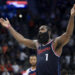 LA Clippers guard James Harden reacts during the second half of an NBA basketball game against the Phoenix Suns, Wednesday, Oct. 23, 2024, in Inglewood, Calif. (AP Photo/Ryan Sun)