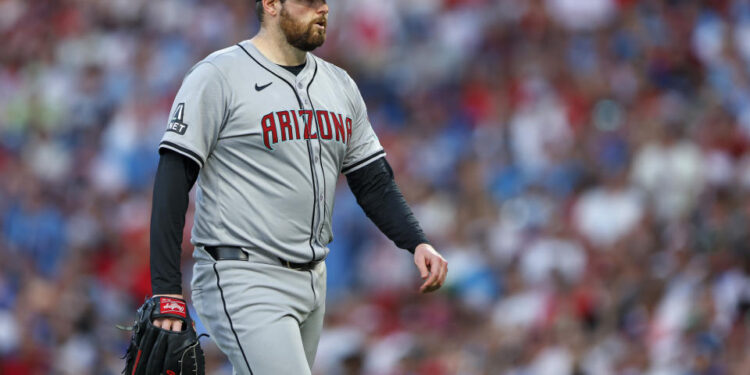 PHILADELPHIA, PENNSYLVANIA - JUNE 21: Jordan Montgomery #52 of the Arizona Diamondbacks in action against the Philadelphia Phillies during a game at Citizens Bank Park on June 21, 2024 in Philadelphia, Pennsylvania. (Photo by Rich Schultz/Getty Images)