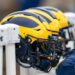 ANN ARBOR, MICHIGAN - APRIL 20: Michigan Football helmets displayed behind the Blue Team bench during the Michigan Football Spring Game at Michigan Stadium on April 20, 2024 in Ann Arbor, Michigan. (Photo by Jaime Crawford/Getty Images)