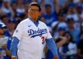 Fernando Valenzuela attends a Dodgers game