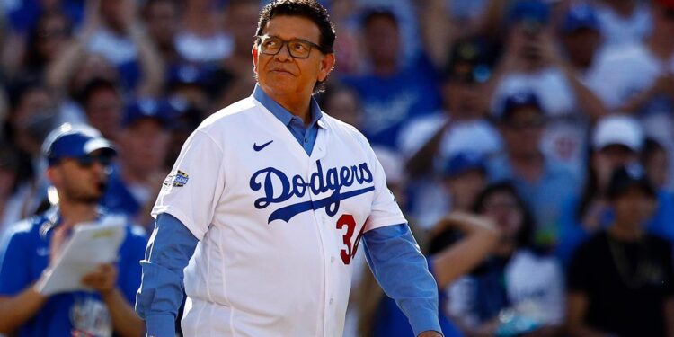 Fernando Valenzuela attends a Dodgers game