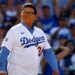 Fernando Valenzuela attends a Dodgers game