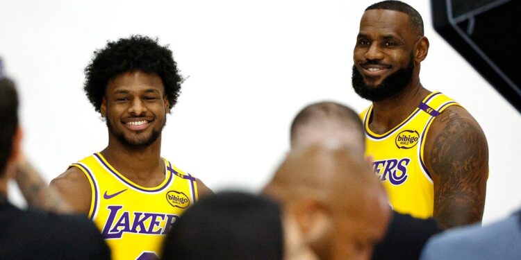 LeBron James and Bronny James attend media day