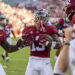 Alabama defensive back Malachi Moore (13) celebrates after an interception during the first half of an NCAA college football game against Missouri, Saturday, Oct. 26, 2024, in Tuscaloosa, Ala. (AP Photo/Vasha Hunt)