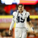 MADISON, WISCONSIN - OCTOBER 26: Drew Allar #15 of the Penn State Nittany Lions in the third quarter after being injured in the first half o the game against the Wisconsin Badgers at Camp Randall Stadium on October 26, 2024 in Madison, Wisconsin. (Photo by John Fisher/Getty Images)