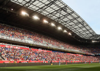 HARRISON, NJ - JULY 17: A general view of action at the Red Bull Arena during the Major League Soccer match between New York Red Bulls and New York City FC at Red Bull Arena on July 17, 2022 in Harrison, New Jersey. (Photo by James Williamson - AMA/Getty Images)