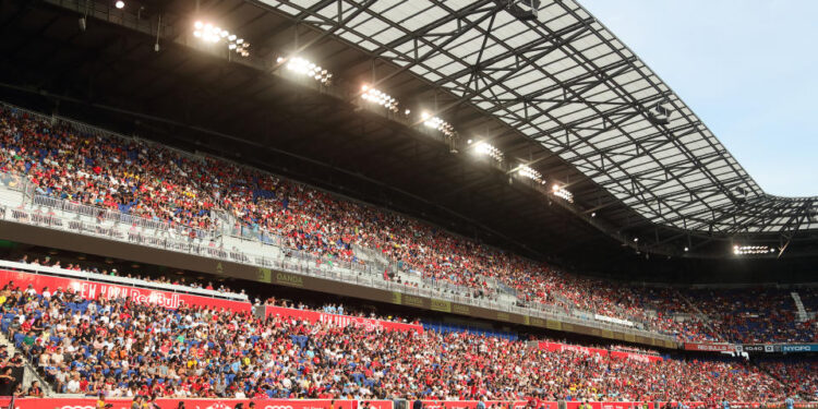 HARRISON, NJ - JULY 17: A general view of action at the Red Bull Arena during the Major League Soccer match between New York Red Bulls and New York City FC at Red Bull Arena on July 17, 2022 in Harrison, New Jersey. (Photo by James Williamson - AMA/Getty Images)