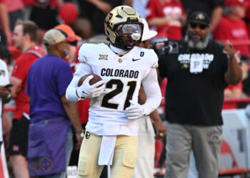 LINCOLN, NEBRASKA - SEPTEMBER 7: Shilo Sanders #21 of the Colorado Buffaloes on the field before the game against the Nebraska Cornhuskers at Memorial Stadium on September 7, 2024 in Lincoln, Nebraska. (Photo by Steven Branscombe/Getty Images)