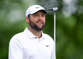 LOUISVILLE, KENTUCKY - MAY 15: Scottie Scheffler of the United States walks off the 11th tee during a practice round prior to the 2024 PGA Championship at Valhalla Golf Club on May 15, 2024 in Louisville, Kentucky. (Photo by Ross Kinnaird/Getty Images)