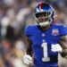 EAST RUTHERFORD, NJ - SEPTEMBER 26: Malik Nabers #1 of the New York Giants lines up before the snap during an NFL football game against the Dallas Cowboys at MetLife Stadium on September 26, 2024 in East Rutherford, New Jersey. (Photo by Cooper Neill/Getty Images)