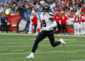 FOXBOROUGH, MA - OCTOBER 13: Houston Texans wide receiver John Metchie III (8) during a game between the New England Patriots and the Houston Texans on October 13, 2024, at Gillette Stadium in Foxborough, Massachusetts. (Photo by Fred Kfoury III/Icon Sportswire via Getty Images)