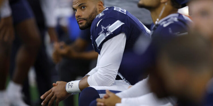 Dak Prescott and the Cowboys have gone down hard in three home games this season. They enter the bye week 3-3. (AP Photo/Gareth Patterson)