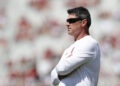 NORMAN, OKLAHOMA - SEPTEMBER 14: Offensive coordinator and quarterbacks coach Seth Littrell of the Oklahoma Sooners on the field for warm ups prior to a game against the Tulane Green Wave at Gaylord Family Oklahoma Memorial Stadium on September 14, 2024 in Norman, Oklahoma. (Photo by Aaron M. Sprecher/Getty Images)