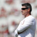 NORMAN, OKLAHOMA - SEPTEMBER 14: Offensive coordinator and quarterbacks coach Seth Littrell of the Oklahoma Sooners on the field for warm ups prior to a game against the Tulane Green Wave at Gaylord Family Oklahoma Memorial Stadium on September 14, 2024 in Norman, Oklahoma. (Photo by Aaron M. Sprecher/Getty Images)