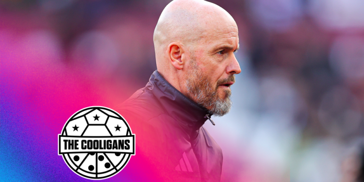 Erik ten Hag, manager of Manchester United, during the Premier League match between West Ham United FC and Manchester United FC at London Stadium on October 27, 2024 in London, England. (Photo by James Gill - Danehouse/Getty Images)