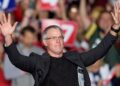 Former Green Bay Packers quarterback Brett Favre speaks before Republican presidential nominee former President Trump at a campaign rally at the Resch Center, Wednesday, in Green Bay, Wis.