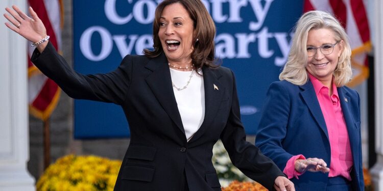 Vice President Kamala Harris with former Rep. Liz Cheney