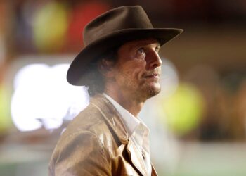 Matthew McConaughey attends a Texas game