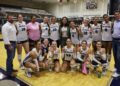 Nevada Wolf Pack women's volleyball players with Sam Brown and Tulsi Gabbard.