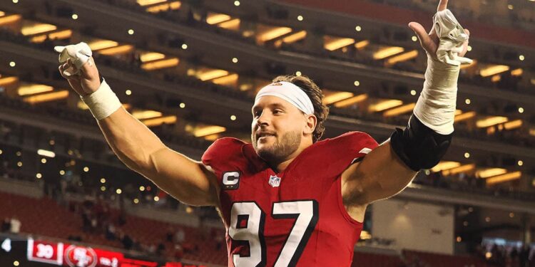 Nick Bosa celebrates