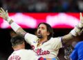 Nick Castellanos celebrates