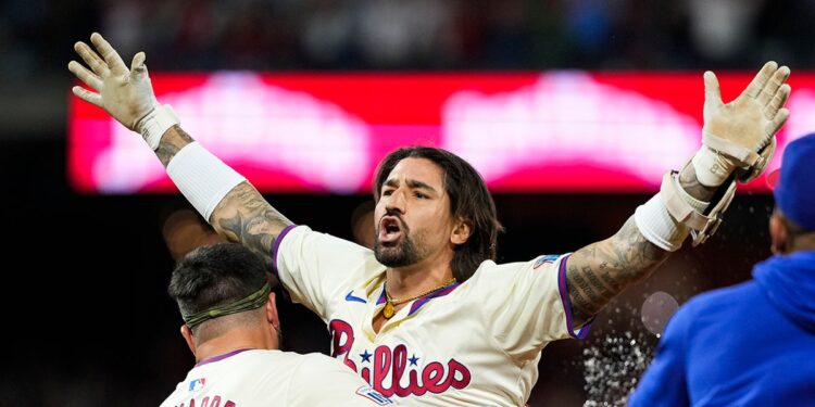 Nick Castellanos celebrates