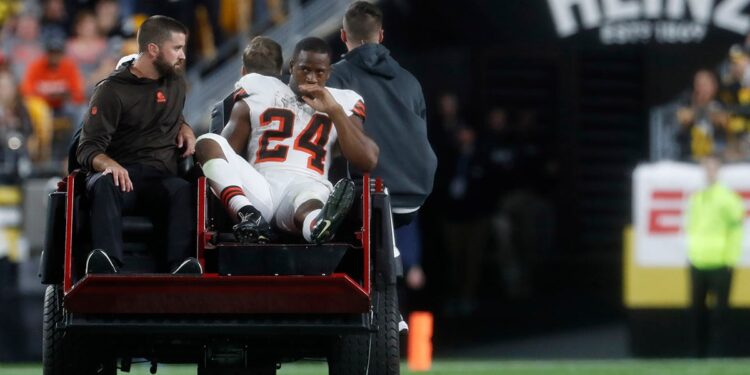 Nick Chubb is carted off the field