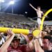 Vanderbilt fan on goal post