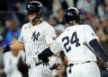 Yankees celebrate run scored