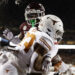 COLLEGE STATION, TEXAS - NOVEMBER 30: Jaydon Blue #23 of the Texas Longhorns catches a pass for a touchdown against Bryce Anderson #1 of the Texas A&M Aggies during the second quarter at Kyle Field on November 30, 2024 in College Station, Texas. (Photo by Tim Warner/Getty Images)