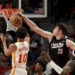 Portland Trail Blazers center Donovan Clingan has blocking shots at a prolific rate, which has boosted his fantasy value along with additional playing time. (AP Photo/Steve Dykes)