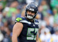 SEATTLE, WASHINGTON - NOVEMBER 03: Connor Williams #57 of the Seattle Seahawks looks on during the third quarter against the Los Angeles Rams at Lumen Field on November 03, 2024 in Seattle, Washington. (Photo by Steph Chambers/Getty Images)