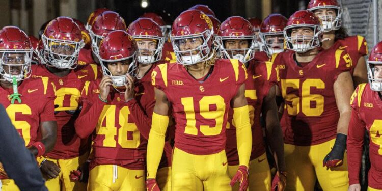 USC players emerges from the tunnel before playing UCLA at the Rose Bowl on Nov. 23 in Pasadena