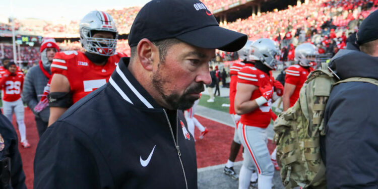 Ohio State Buckeyes coach Ryan Day walks off the field after the Buckeyes' latest loss to Michigan. (Ian Johnson/Getty Images)