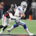 Atlanta Falcons linebacker Kaden Elliss (55) tackles Dallas Cowboys quarterback Dak Prescott (4) during the second half of an NFL football game, Sunday, Nov. 3, 2024, in Atlanta. (AP Photo/ Brynn Anderson)