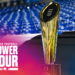 The College Football Playoff (CFP) Championship trophy sits on display during the 2024 Big Ten Media Days on July 23, 2024 at Lucas Oil Stadium in Indianapolis, IN. (Photo by James Black/Icon Sportswire via Getty Images)