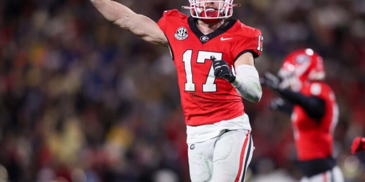 Georgia defensive back Dan Jackson reacts after a turnover on downs against Georgia Tech.