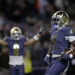 Notre Dame running back Jeremiyah Love scores a touchdown during the first half of an NCAA college football game against Army at Yankee Stadium on Saturday, Nov. 23, 2024, in New York. (AP Photo/Adam Hunger)